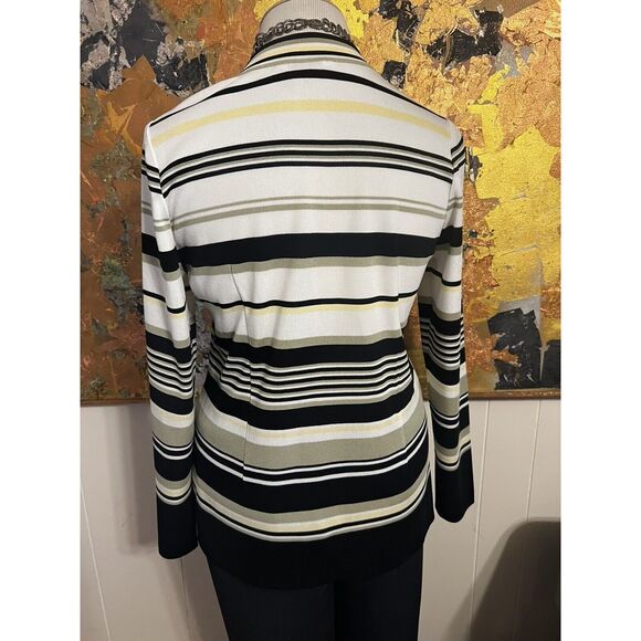 Exclusively Misook Zip Front Knit Multi Colored Cardigan W/Flower Zipper Pull S - Picture 3 of 7